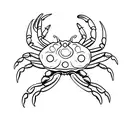 Incorporate a flowing water element that wraps around the Cancer crab symbol.  tattoo design idea
