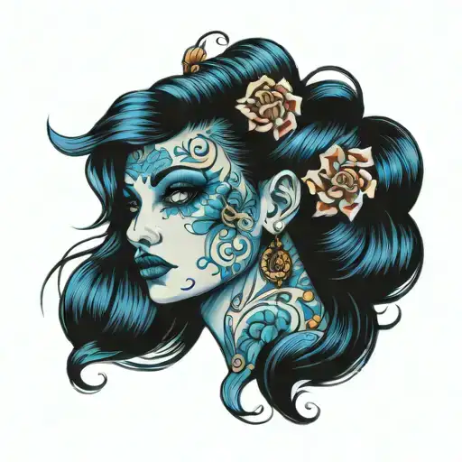 blue makeup tattoo design idea