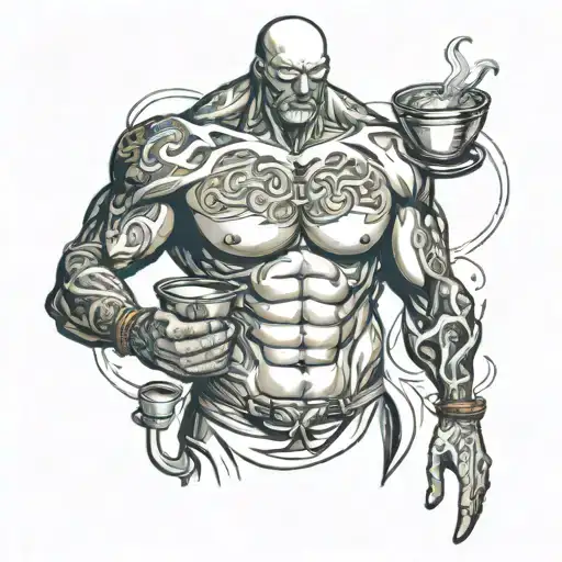cooking human torso  tattoo design idea