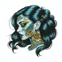 blue makeup tattoo design idea