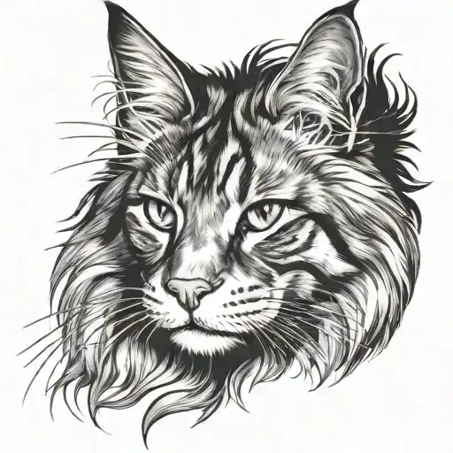 Maine coon cat tattoo design idea