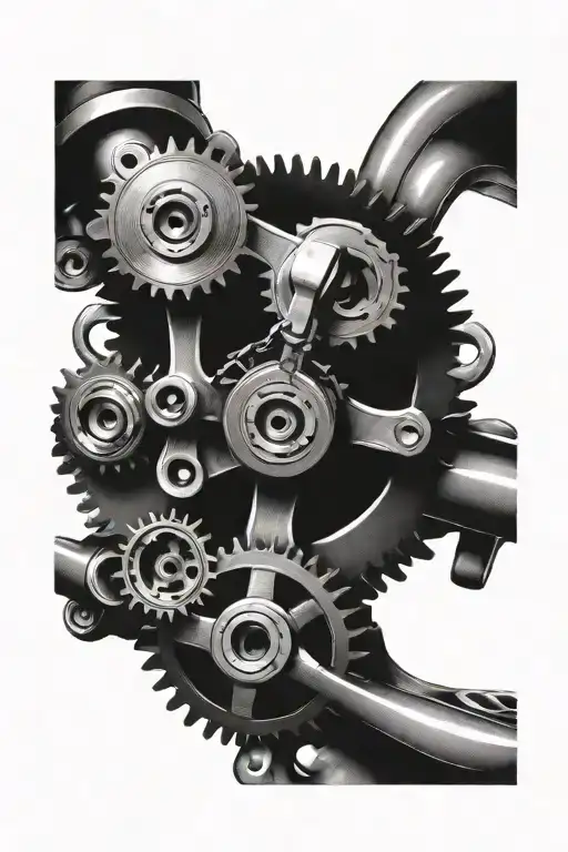 chains and sprockets valves pistons tattoo design idea