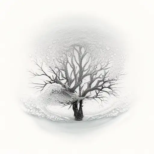 a tree and a wave of watter rapping aorund each other never toughing tho  tattoo design idea