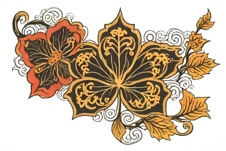 5 leaf black clover tattoo inspired tattoo design idea