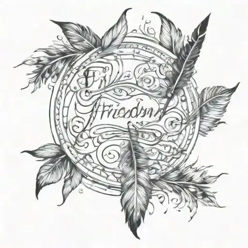 Feather pen writing freedom tattoo design idea