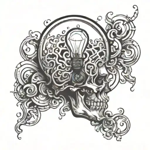 brainwave light bulb surrounded tattoo design idea