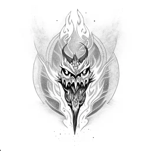 aggressive fenix in fire at a new age tattoo design idea