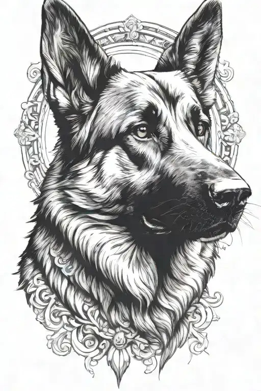 majestic double coated german shepherd dog head tattoo design idea