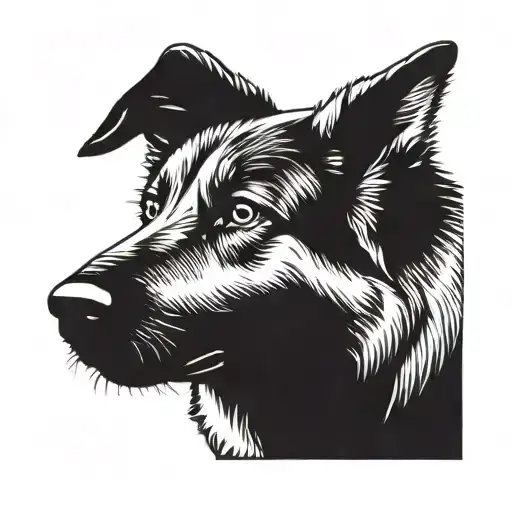german shepherd dog head looking forward tattoo design idea