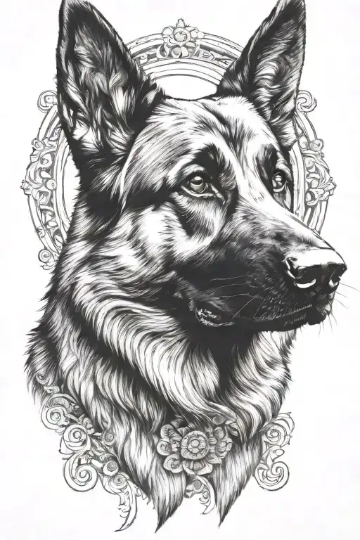 majestic german shepherd dog head tattoo design idea