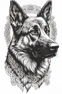 majestic german shepherd dog head tattoo design idea