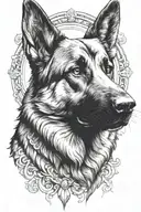 majestic double coated german shepherd dog head tattoo design idea