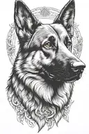 majestic double coated german shepherd dog head tattoo design idea