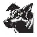 german shepherd dog head looking forward tattoo design idea