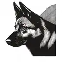 german shepherd dog head looking forward tattoo design idea