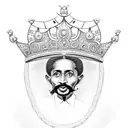 A portrait of Haile Selassie wearing a Rastafari crown tattoo design idea