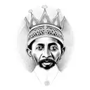 A portrait of Haile Selassie wearing a Rastafari crown tattoo design idea