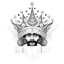 A portrait of Haile Selassie wearing a Rastafari crown tattoo design idea