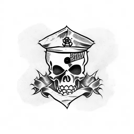 blackbeard flag horror tattoo design idea