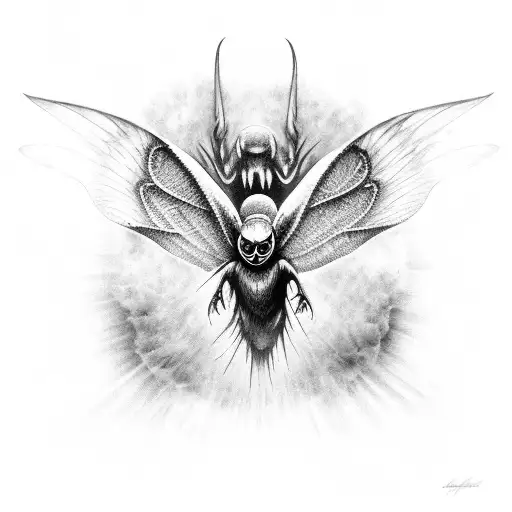 mothman horror tattoo design idea