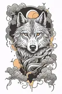 wolf in a thunderstorm   tattoo design idea
