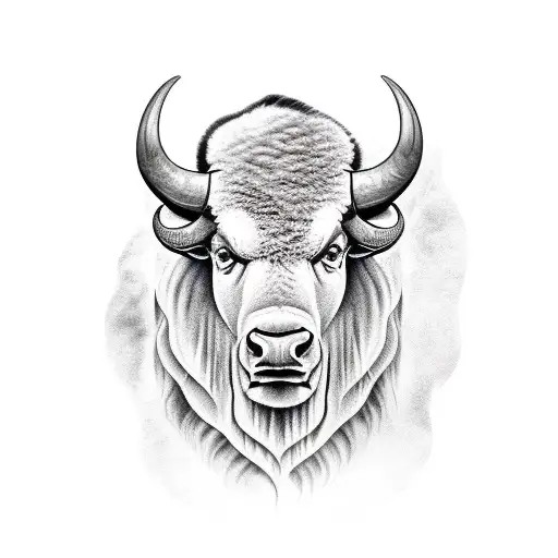 Indian Buffalo with Moon background Black,white and grey tattoo sleeve tattoo design idea