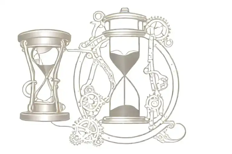 an hourglass lying in steampunk style tattoo tattoo design idea
