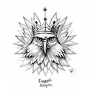 Eagle with crown and sunflower tattoo design idea
