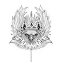 Eagle with crown and sunflower tattoo design idea