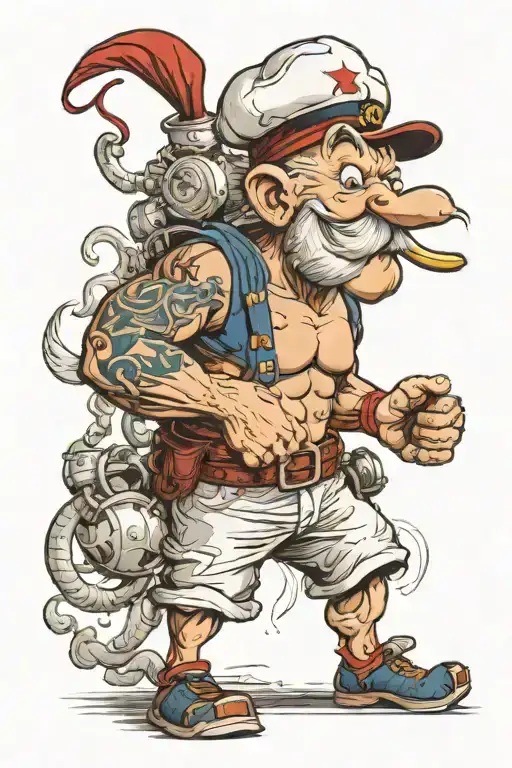 popeye wearing marine tattoo design idea