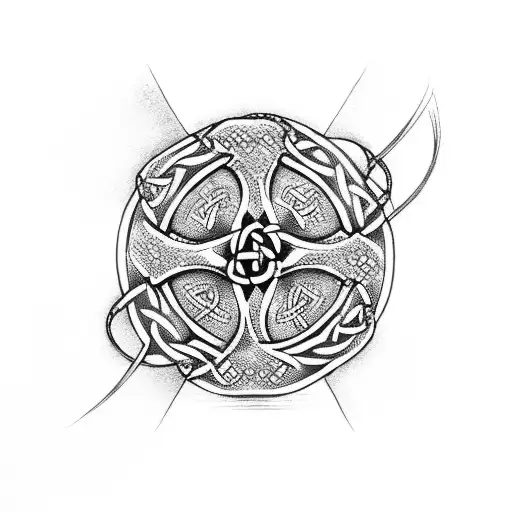 Celtic cross with snake tattoo design idea