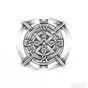 Celtic cross with snake tattoo design idea