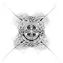 Celtic cross with snake tattoo design idea
