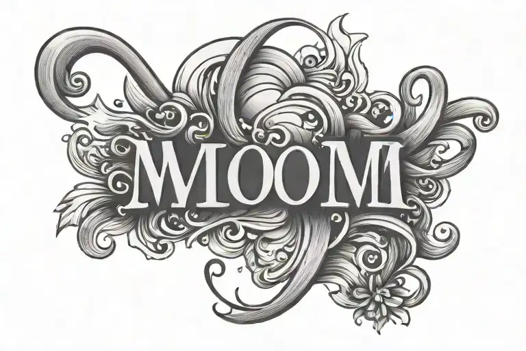 "MOM" with capitals, right above the knee, with O looking like a smiling face emoji turned upside down  tattoo design idea