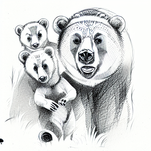mama bear and cub tattoo design idea