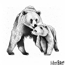 mama bear and cub tattoo design idea