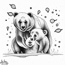 mama bear and cub tattoo design idea