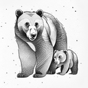 mama bear and cub tattoo design idea