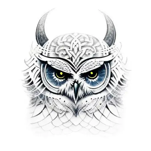 viking owl tattoo design idea