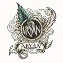 aryan name incorporated tattoo design idea