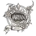 aryan name incorporated tattoo design idea