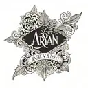 aryan name incorporated tattoo design idea
