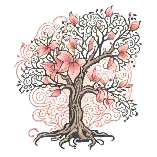 tree of Gondor with pink Lilly's  tattoo design idea