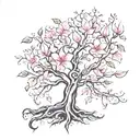 tree of Gondor with pink Lilly's  tattoo design idea