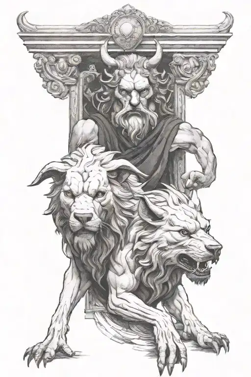 The ancient god Hades and Cerberus tattoo design idea