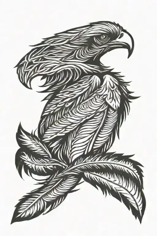 eagle and feather feather feather tattoo design idea