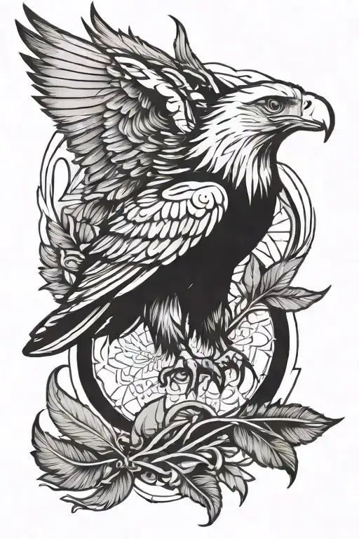 eagle and feather tattoo design idea