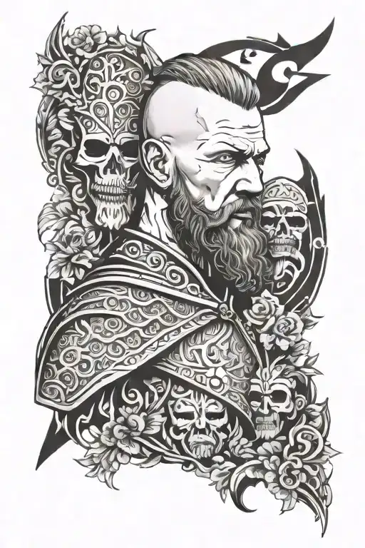 ragnar lothbrok full sleeve tattoo design idea