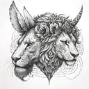 Angel with a lion's head tattoo design idea