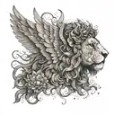 Angel with a lion's head tattoo design idea
